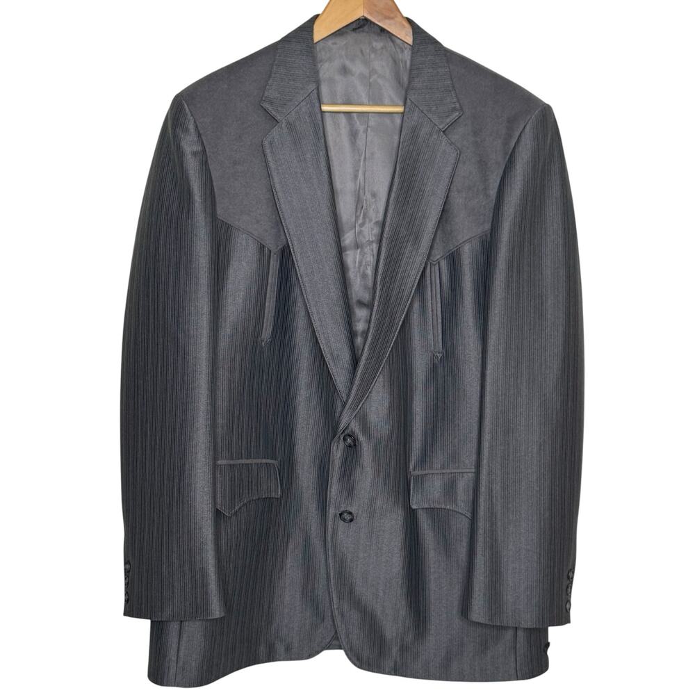 Circle S Size 44L Gray Striped Western Style Blazer Jacket